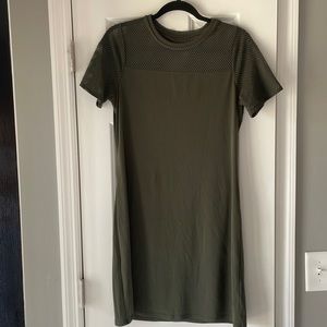 Moss green short sleeve mini dress